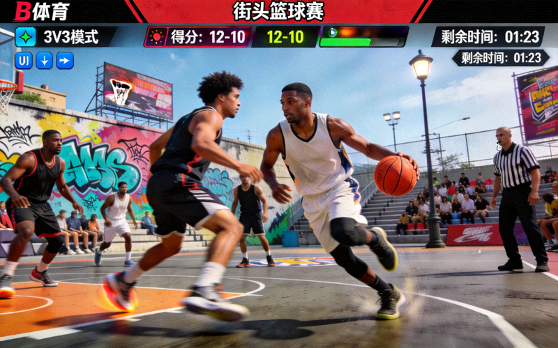 B体育篮球游戏模式 - NBA季后赛激烈对抗场景