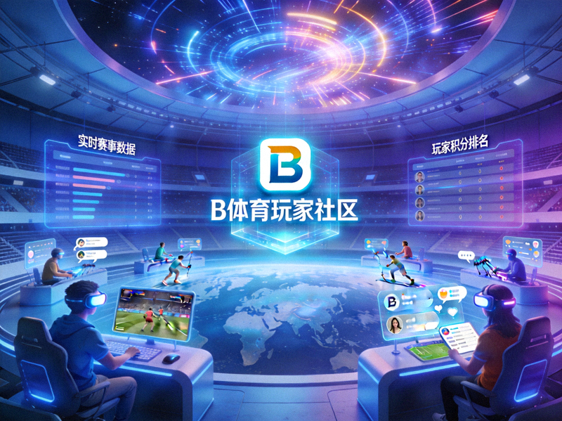 B体育玩家社区概念图 - 全球玩家在虚拟体育场馆中互动交流