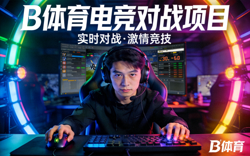 B体育电竞对战项目展示图 - 电竞选手在灯光下专注操作设备