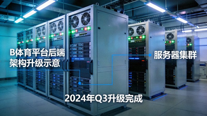 B体育平台后端架构升级示意 - 数据中心机房内整齐排列的服务器机柜