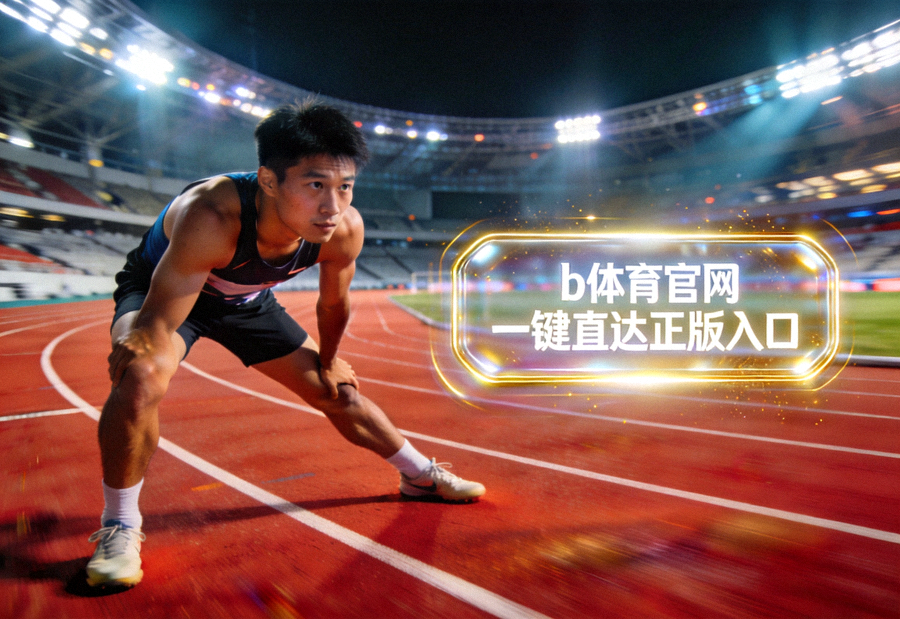 运动员在跑道上热身，背景是明亮的体育场，象征b体育官网一键直达正版入口带来的快速访问体验