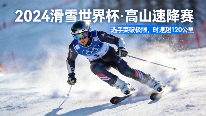 滑雪运动员在雪道上高速滑行的动感画面，对应滑雪赛事新闻